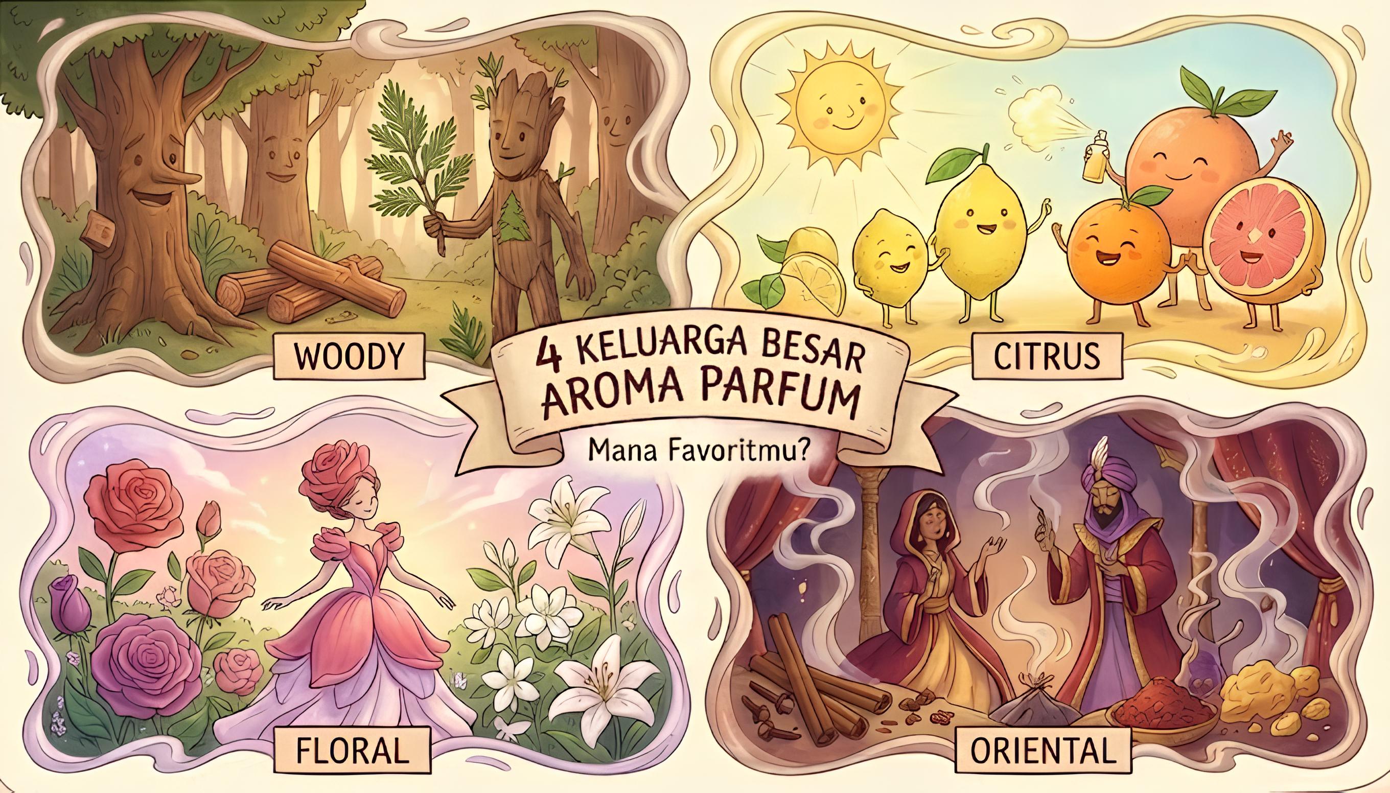 Mengenal 4 Keluarga Besar Aroma Parfum: Woody, Citrus, Floral, dan Oriental (Mana Favoritmu?)